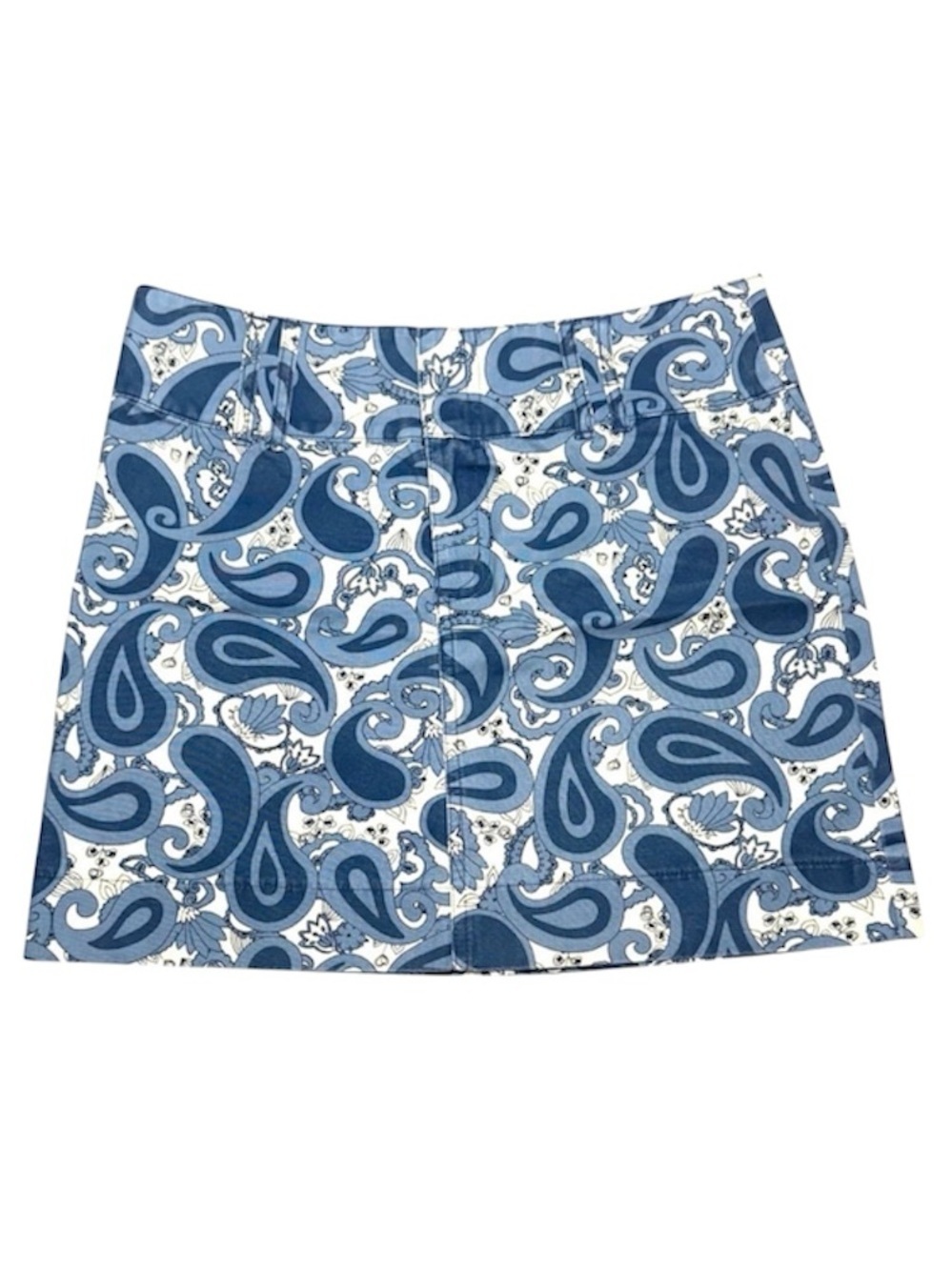 GAP Y2K Paisley Mini Skirt Blue White Cotton Low Rise Size 2